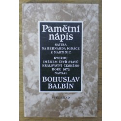 Balbín Bohuslav - Pamětní nápis