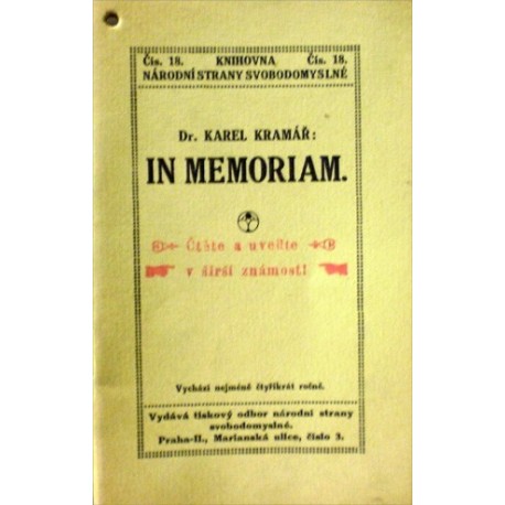 Kramář Karel - In memoriam